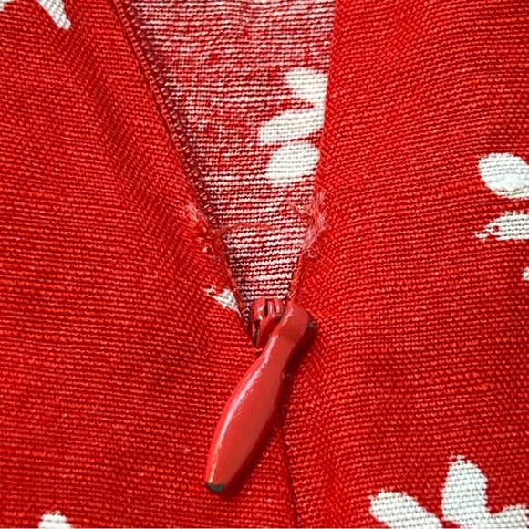 Floral Mini Skirt Red Ruffle Hem Tie Waist Summer Beach Cute - Picture 7 of 7